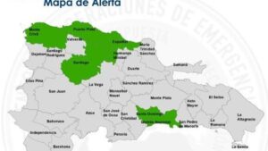 COE reduce alerta a cinco provincias y al Distrito Nacional