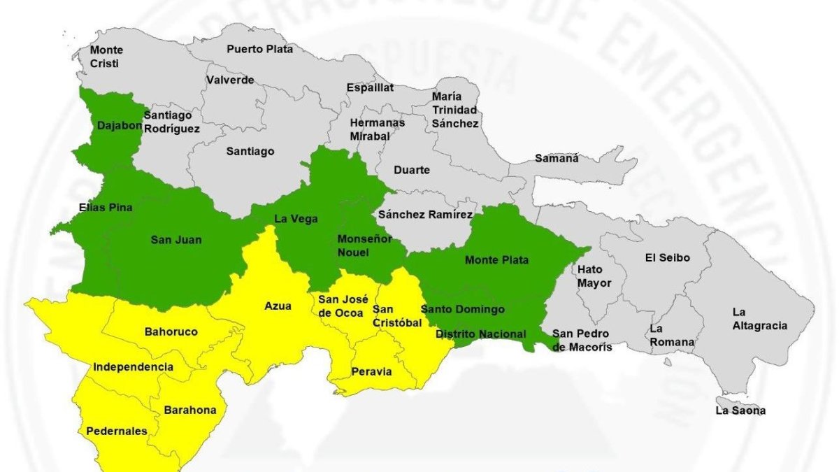 COE emite alerta amarilla y verde en 16 demarcaciones por vaguada
